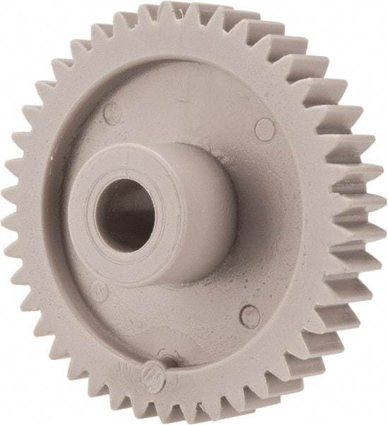 Made in USA - 20 Pitch, 2.1" Pitch Diam, 2.2" OD, 42 Tooth Spur Gear - 3/8" Face Width, 3/8" Bore Diam, 47/64" Hub Diam, 20° Pressure Angle, Acetal - USA Tool & Supply