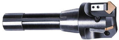 APT - 45° Lead Angle, 2" Max Cut Diam, 2" Min Cut Diam, 5/16" Max Depth of Cut, Indexable Chamfer and Angle End Mill - 3 Inserts, SPG, SPU Insert Style, 3" OAL, Straight Shank - USA Tool & Supply