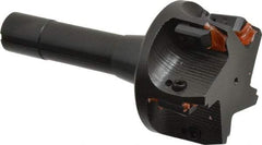 APT - 15° Lead Angle, 3" Max Cut Diam, 3" Min Cut Diam, 0.4063" Max Depth of Cut, Indexable Chamfer and Angle End Mill - 5 Inserts, SPG, SPU Insert Style, 5" OAL, Taper Shank - USA Tool & Supply