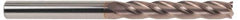 SGS - 1", 3" LOC, 1" Shank Diam, 6" OAL, 4 Flute, Solid Carbide Square End Mill - Single End, TiCN Finish, Spiral Flute, 30° Helix, Centercutting, Right Hand Cut, Right Hand Flute, Series 1EL - USA Tool & Supply