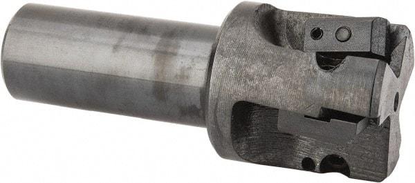 APT - 1-5/8" Cut Diam, 0.65" Max Depth of Cut, 1" Shank Diam, 3-7/8" OAL, Indexable Square Shoulder End Mill - TPC 32..., TPG 32., TPU 32. Inserts, Weldon Shank, 90° Lead Angle, Series Tri-Dex - USA Tool & Supply