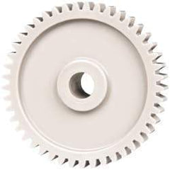 Made in USA - 20 Pitch, 2-1/4" Pitch Diam, 2.35" OD, 45 Tooth Spur Gear - 3/8" Face Width, 3/8" Bore Diam, 47/64" Hub Diam, 20° Pressure Angle, Acetal - USA Tool & Supply