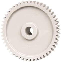 Made in USA - 20 Pitch, 2-1/2" Pitch Diam, 2.6" OD, 50 Tooth Spur Gear - 3/8" Face Width, 3/8" Bore Diam, 3/4" Hub Diam, 20° Pressure Angle, Acetal - USA Tool & Supply