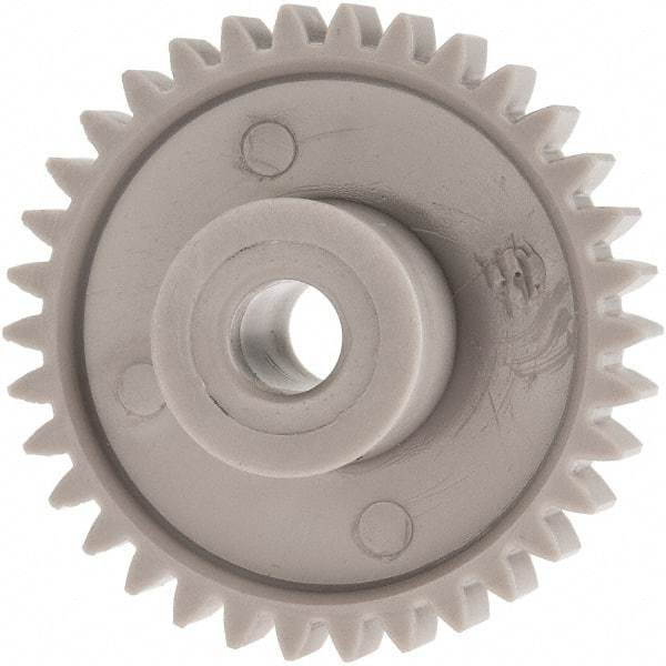 Made in USA - 24 Pitch, 1.416" Pitch Diam, 1-1/2" OD, 34 Tooth Spur Gear - 1/4" Face Width, 1/4" Bore Diam, 39/64" Hub Diam, 20° Pressure Angle, Acetal - USA Tool & Supply