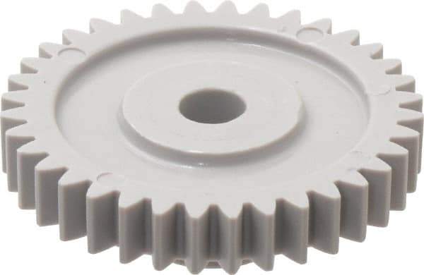 Made in USA - 24 Pitch, 1-1/2" Pitch Diam, 1.583" OD, 36 Tooth Spur Gear - 1/4" Face Width, 1/4" Bore Diam, 5/8" Hub Diam, 20° Pressure Angle, Acetal - USA Tool & Supply