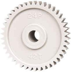 Made in USA - 48 Pitch, 1-3/4" Pitch Diam, 1.833" OD, 42 Tooth Spur Gear - 1/4" Face Width, 5/16" Bore Diam, 43/64" Hub Diam, 20° Pressure Angle, Acetal - USA Tool & Supply