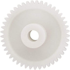 Made in USA - 24 Pitch, 1-7/8" Pitch Diam, 1.958" OD, 45 Tooth Spur Gear - 1/4" Face Width, 5/16" Bore Diam, 43/64" Hub Diam, 20° Pressure Angle, Acetal - USA Tool & Supply