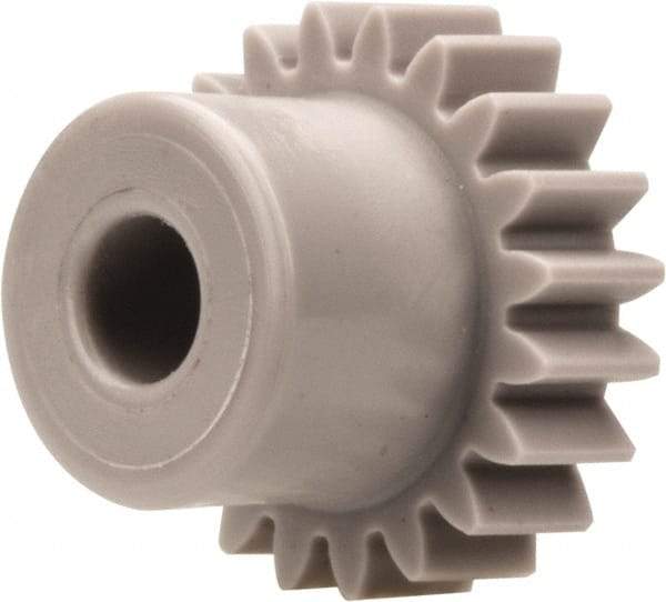 Made in USA - 32 Pitch, 5/8" Pitch Diam, 11/16" OD, 20 Tooth Spur Gear - 3/8" Face Width, 3/16" Bore Diam, 15/32" Hub Diam, 20° Pressure Angle, Acetal - USA Tool & Supply