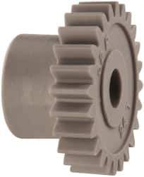 Made in USA - 32 Pitch, 3/4" Pitch Diam, 13/16" OD, 24 Tooth Spur Gear - 3/16" Face Width, 3/16" Bore Diam, 1/2" Hub Diam, 20° Pressure Angle, Acetal - USA Tool & Supply