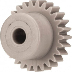 Made in USA - 32 Pitch, 13/16" Pitch Diam, 7/8" OD, 26 Tooth Spur Gear - 3/16" Face Width, 3/16" Bore Diam, 9/16" Hub Diam, 20° Pressure Angle, Acetal - USA Tool & Supply