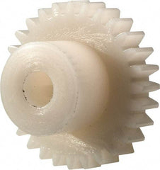 Made in USA - 32 Pitch, 7/8" Pitch Diam, 15/16" OD, 28 Tooth Spur Gear - 3/16" Face Width, 3/16" Bore Diam, 1/2" Hub Diam, 20° Pressure Angle, Acetal - USA Tool & Supply