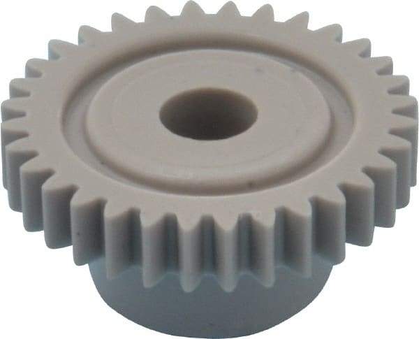 Made in USA - 32 Pitch, 1" Pitch Diam, 1-1/16" OD, 32 Tooth Spur Gear - 3/16" Face Width, 1/4" Bore Diam, 5/8" Hub Diam, 20° Pressure Angle, Acetal - USA Tool & Supply