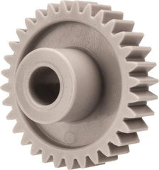 Made in USA - 32 Pitch, 1-3/16" Pitch Diam, 1-1/4" OD, 38 Tooth Spur Gear - 3/16" Face Width, 1/4" Bore Diam, 39/64" Hub Diam, 20° Pressure Angle, Acetal - USA Tool & Supply