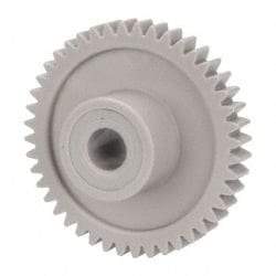 Made in USA - 32 Pitch, 1-3/8" Pitch Diam, 1-7/16" OD, 44 Tooth Spur Gear - 3/16" Face Width, 1/4" Bore Diam, 39/64" Hub Diam, 20° Pressure Angle, Acetal - USA Tool & Supply