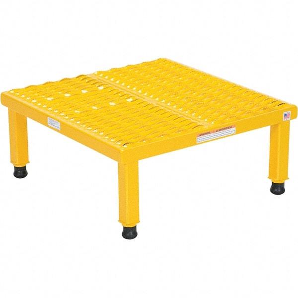 Vestil - 9" High x 24" Wide x 24" Deep, Yellow Step Stand - Steel, 500 Lb Capacity - USA Tool & Supply