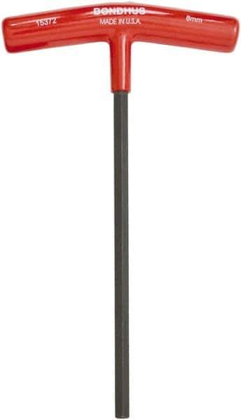 Bondhus - 8mm Hex, T-Handle Cushion Grip, Hex Key - 229mm OAL, Metric System of Measurement - USA Tool & Supply