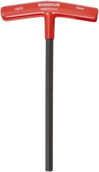 Bondhus - 10mm Hex, T-Handle Cushion Grip, Hex Key - 9" OAL, Protanium High Torque Steel, Metric System of Measurement - USA Tool & Supply