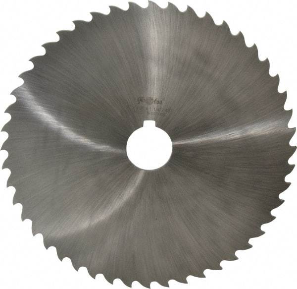 Value Collection - 8" Diam x 1/8" Blade Thickness x 1-1/4" Arbor Hole Diam, 48 Tooth Slitting and Slotting Saw - Arbor Connection, Right Hand, Uncoated, High Speed Steel, Concave Ground, Contains Keyway - USA Tool & Supply