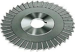 Made in USA - 4" Blade Diam x 1/8" Blade Thickness, 1-1/4" Hole, 36 Teeth, High Speed Steel Side Chip Saw - Straight Tooth, Arbor Connection, Right Hand Cut, Uncoated, with Keyway - USA Tool & Supply