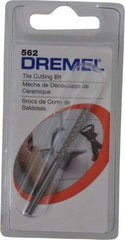 Dremel - 1/8" Diam, High Speed Steel Diamond Pattern Router Bit - Right Hand Cut, 61mm Overall Length, 1/8" Shank Diam, Use on Cement Board, Ceramic Wall Tile, Plaster - USA Tool & Supply