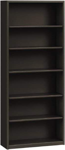 Hon - 6 Shelf, 81-1/8" High x 34-1/2" Wide Bookcase - 12-5/8" Deep, Steel, Charcoal - USA Tool & Supply