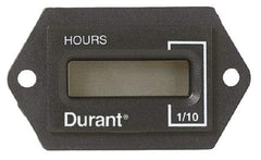 Durant - Supertwist LCD Display Hour Meter - 31.1mm High, 12VDC-60VAC Voltage, Solid State Hourmeter Rectangular - USA Tool & Supply