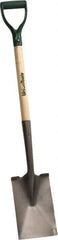 UnionTools - 12" High x 7-1/4" Wide Square Steel Spade - 28" Long Wood D-Grip Handle, Turned - USA Tool & Supply