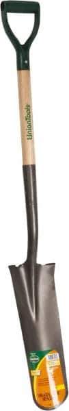 UnionTools - 16" High x 6" Wide Tapered Steel Spade - 27" Long Wood D-Grip Handle, Front Turned - USA Tool & Supply