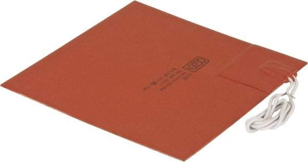 Made in USA - 6" Long x 6" Wide, Square, Silicon Rubber, Standard Heat Blanket - 120 Volt, Adhesive Back, Use with Metal Containers - USA Tool & Supply