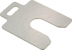 Made in USA - 10 Piece, 2 Inch Long x 2 Inch Wide x 0.05 Inch Thick, Slotted Shim Stock - Stainless Steel, 5/8 Inch Wide Slot - USA Tool & Supply