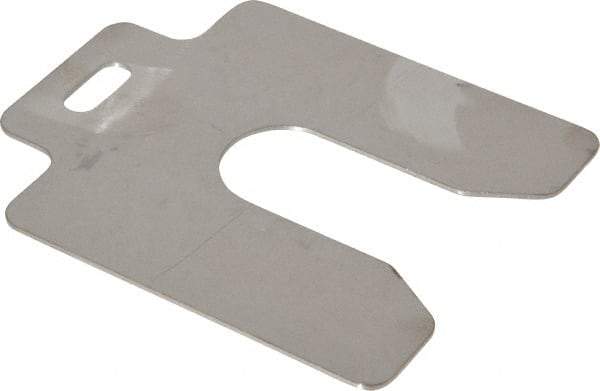 Made in USA - 10 Piece, 3 Inch Long x 3 Inch Wide x 0.05 Inch Thick, Slotted Shim Stock - Stainless Steel, 7/8 Inch Wide Slot - USA Tool & Supply