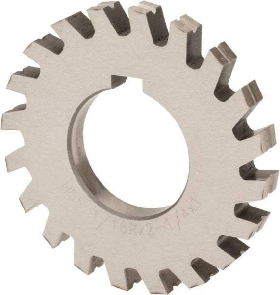 Value Collection - 11/16" Radius, 1-3/8" Circle Diam, 4-1/4" Cutter Diam, 1-3/8" Cutting Width, Arbor Connection, Concave Radius Cutter - High Speed Steel, Oxide Finish, Form Relieved, 10 Teeth - USA Tool & Supply