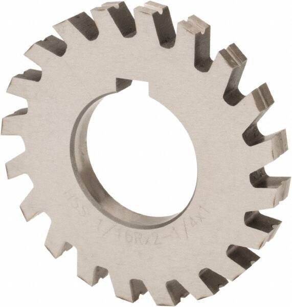 Value Collection - 1/32" Radius, 1/16" Circle Diam, 2-1/4" Cutter Diam, Arbor Connection, Concave Radius Cutter - High Speed Steel, 10 Teeth - USA Tool & Supply