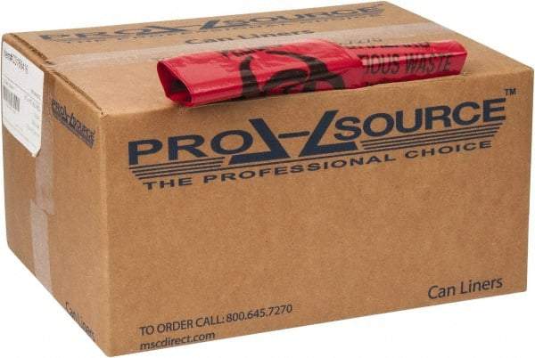 PRO-SOURCE - 35 Gal Capacity, Red, LLD, Hazardous Waste Bag - 1.2 mil Thick x 31" Wide x 43" High, Flat Pack - USA Tool & Supply