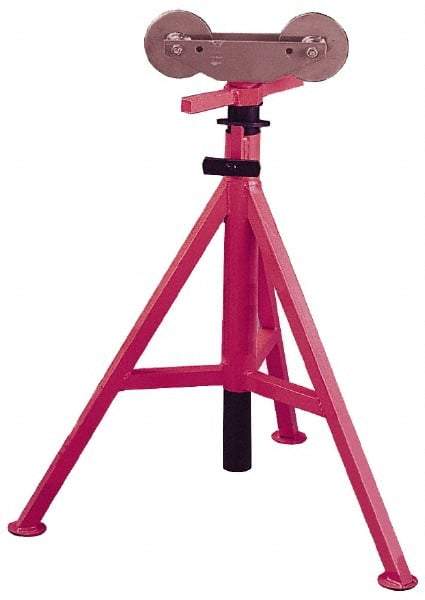 Value Collection - 1/8" to 12" Pipe Capacity, Adjustable Pipe Stand with 2 Adjustable Rollers - 27" to 47" High, 2,500 Lb Capacity - USA Tool & Supply