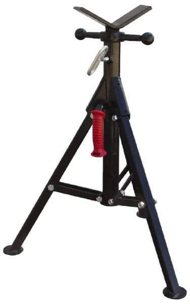 Value Collection - 1/4" to 12" Pipe Capacity, Portable Folding Vee-Head Stand - 27" to 41" High, 2,000 Lb Capacity - USA Tool & Supply