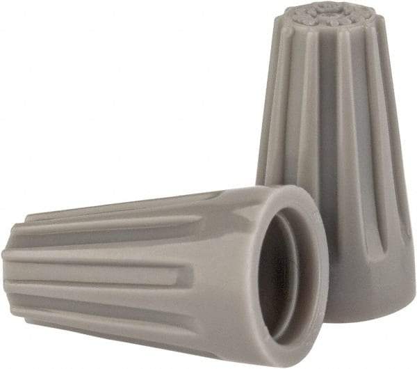 Ideal - 2, 22 to 2, 16 AWG, 300 Volt, Flame Retardant, Standard Twist on Wire Connector - Gray, 221°F - USA Tool & Supply