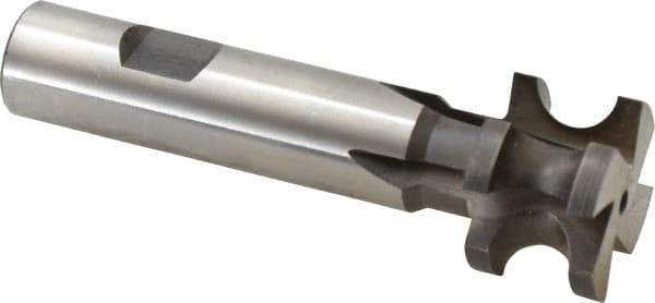 Made in USA - 1/4" Radius, 1/2" Circle Diam, 1-1/4" Diam x 0.822" Wide Cut, High Speed Steel Concave Radius Cutter - 4" OAL, 3/4" Shank Diam, Shank Connection, Uncoated, Form Relieved, 4 Teeth, Weldon Flat - USA Tool & Supply