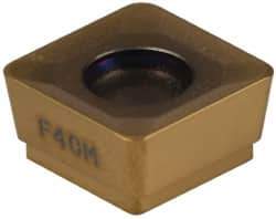 Seco - SCET120612 M14 Grade F40M Carbide Milling Insert - TiAlN/TiN Finish, 1/4" Thick, 0.263" Inscribed Circle, 0.047" Corner Radius - USA Tool & Supply