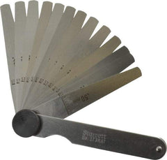 Starrett - 13 Piece, 0.03 to 0.5mm Tapered Feeler Gage Set - 77mm Long x 7 to 12.7mm Wide (Tapered), Tempered Steel - USA Tool & Supply