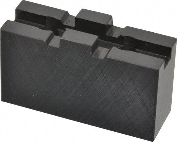 Bison - 5" Chuck Capacity, Tongue & Groove Attachment, Square Soft Lathe Chuck Jaw - 1 Jaw, Steel, 1-1/4" Btw Mount Hole Ctrs, 2-1/2" Long x 7/8" Wide x 1.52" High, 5/16" Groove - USA Tool & Supply