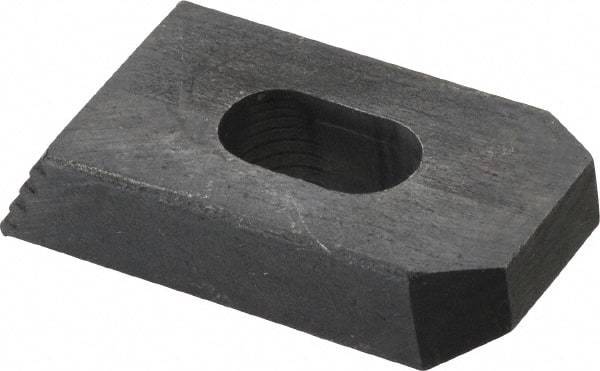 Value Collection - 5/16, 3/8" Stud, Heat Treated Steel, Plain Strap Clamp - 3/4" Travel, 2-1/2" OAL x 1" Wide x 1/2" High, Black Oxide Finish, Tapered Nose - USA Tool & Supply