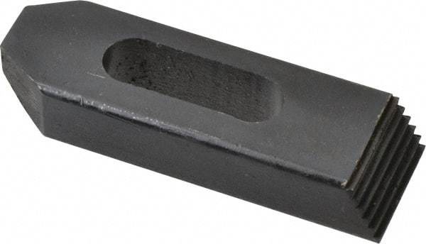 Value Collection - 1/2" Stud, Heat Treated Steel, Plain Strap Clamp - 1-1/2" Travel, 4" OAL x 1-1/4" Wide x 3/4" High, Black Oxide Finish, Tapered Nose - USA Tool & Supply