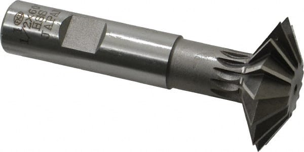 Interstate - 1-1/2° 1-1/2" Cut Diam, 1/2" Cut Width, 5/8" Shank, High Speed Steel Double-Angle Cutter - USA Tool & Supply