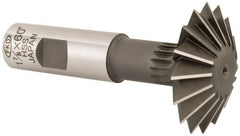 Interstate - 1-7/8° 1-7/8" Cut Diam, 5/8" Cut Width, 3/4" Shank, High Speed Steel Double-Angle Cutter - USA Tool & Supply