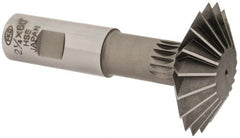 Interstate - 2-1/4° 2-1/4" Cut Diam, 3/4" Cut Width, 7/8" Shank, High Speed Steel Double-Angle Cutter - USA Tool & Supply