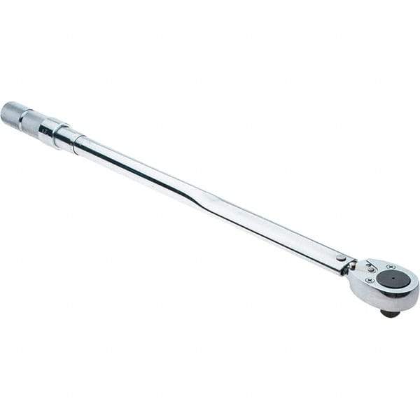 Proto - 3/4" Drive Micrometer Type Ratchet Head Torque Wrench - 142 N/m to 428 N/m Torque, 32-23/32" OAL, 1.7 N/m Graduation, Ratchet Head - USA Tool & Supply