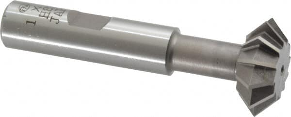 Interstate - 1° 1" Cut Diam, 3/8" Cut Width, 1/2" Shank, High Speed Steel Double-Angle Cutter - USA Tool & Supply