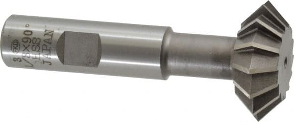 Interstate - 1-3/8° 1-3/8" Cut Diam, 1/2" Cut Width, 5/8" Shank, High Speed Steel Double-Angle Cutter - USA Tool & Supply