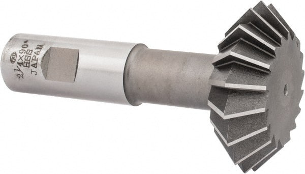 Interstate - 2-1/4° 2-1/4" Cut Diam, 3/4" Cut Width, 7/8" Shank, High Speed Steel Double-Angle Cutter - USA Tool & Supply